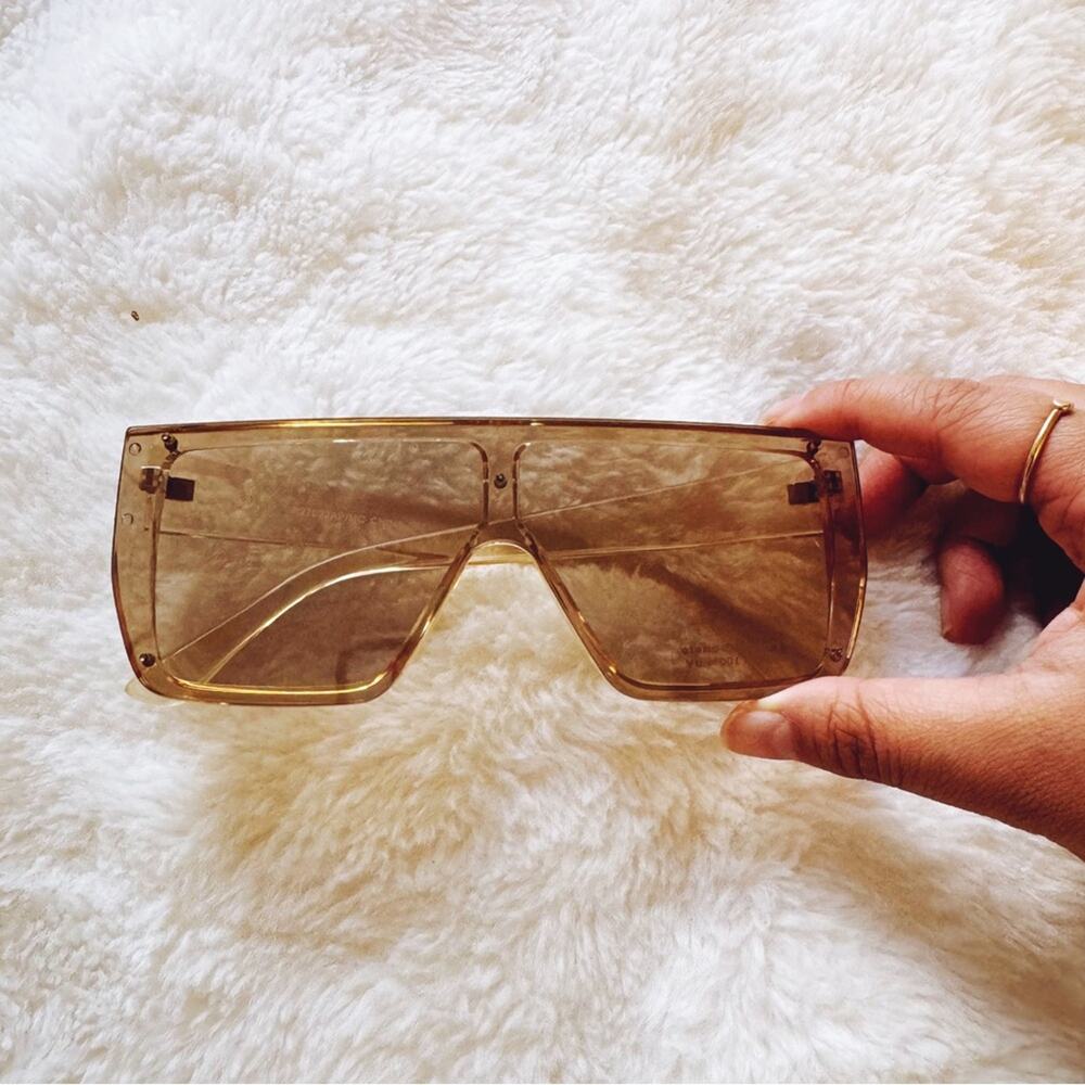 Greta Clear Yellow Oversized Statement Sunglasses